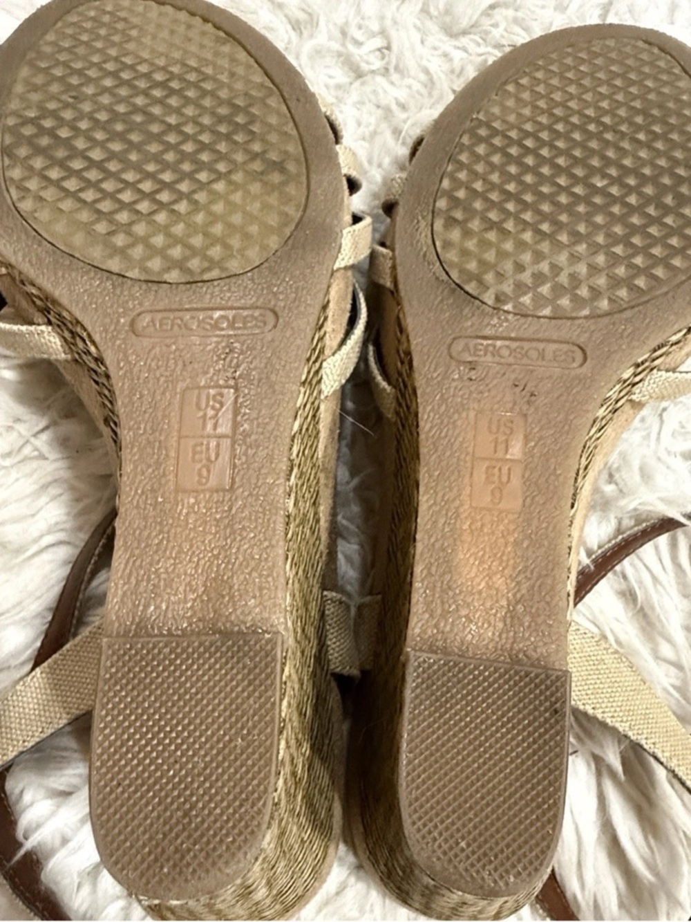 Aerosoles Strappy Cork High‎ Espadrille Wedge Sandal Adjustable  Sz 11 - Picture 5 of 7